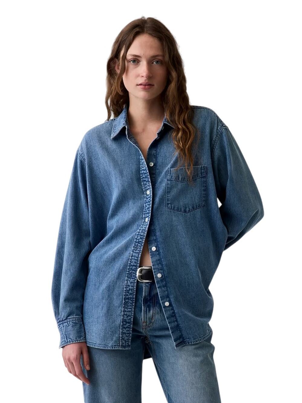 GAP Denim Big Shirt Medium Wash Size Large